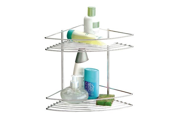 ESQUINERO PARA BAÑO DOBLE - CROMO - 24x24x26 cm