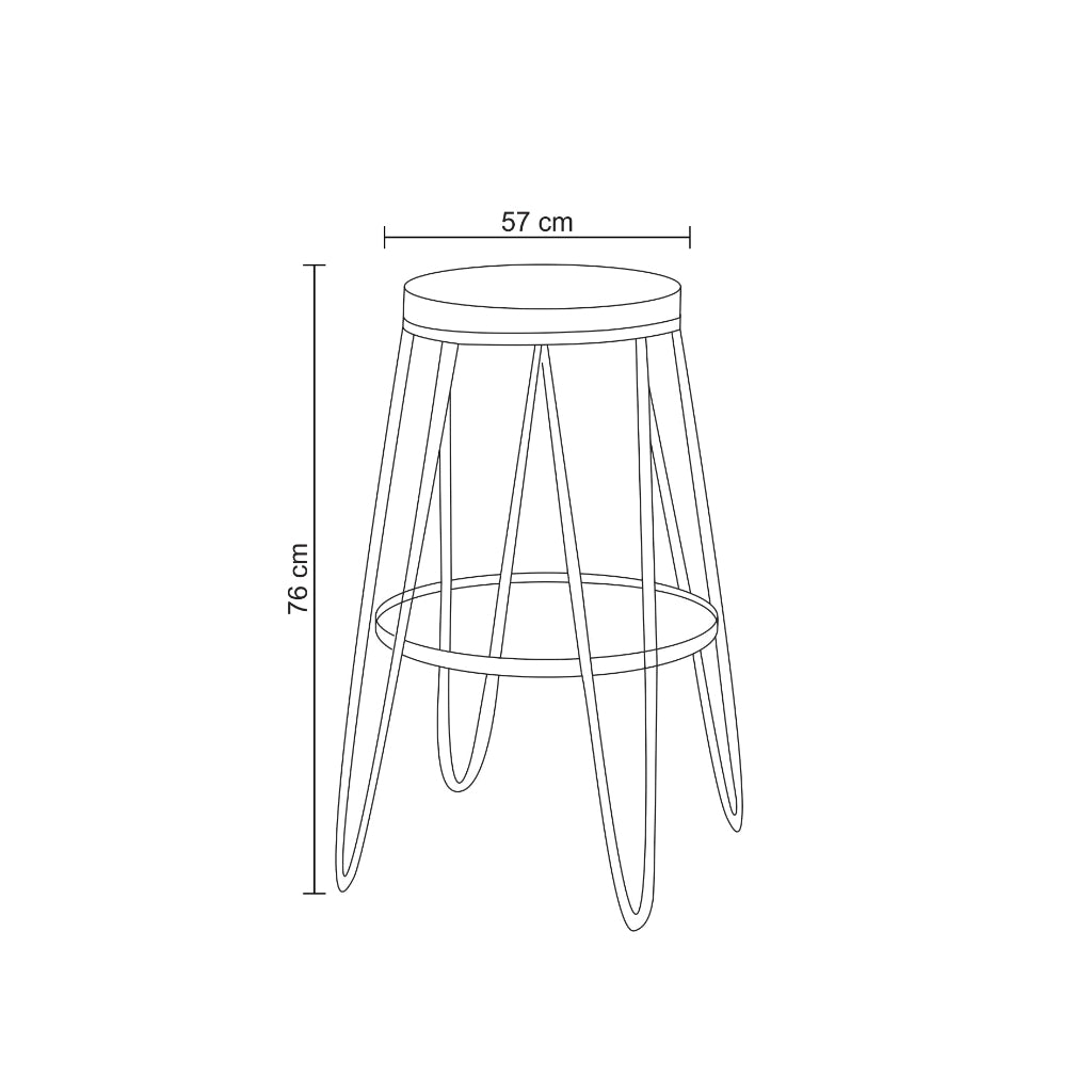 Banqueta alta con asiento de madera - 76x57 cm