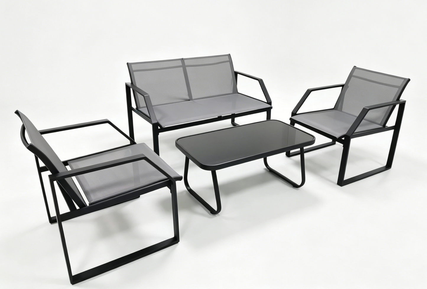 JUEGO DE MESA ASIENTO GRIS