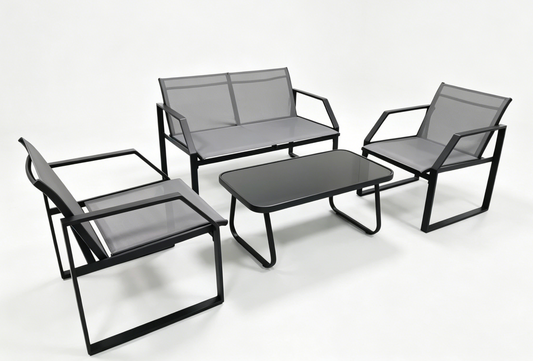 JUEGO DE MESA ASIENTO GRIS