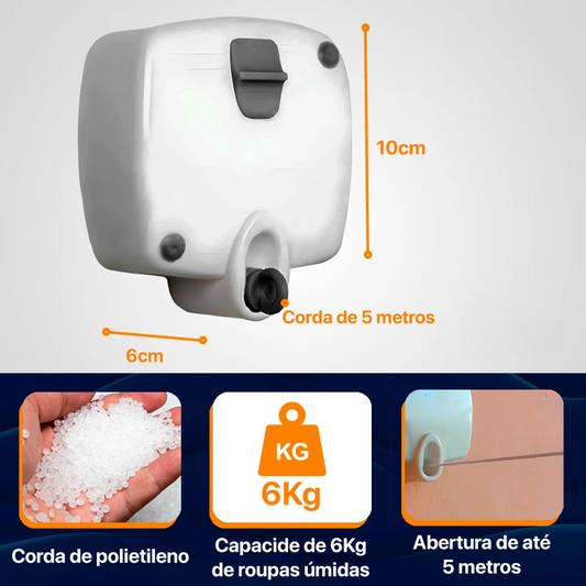 Tendedero de pared con cuerdas retráctil - 5 metros